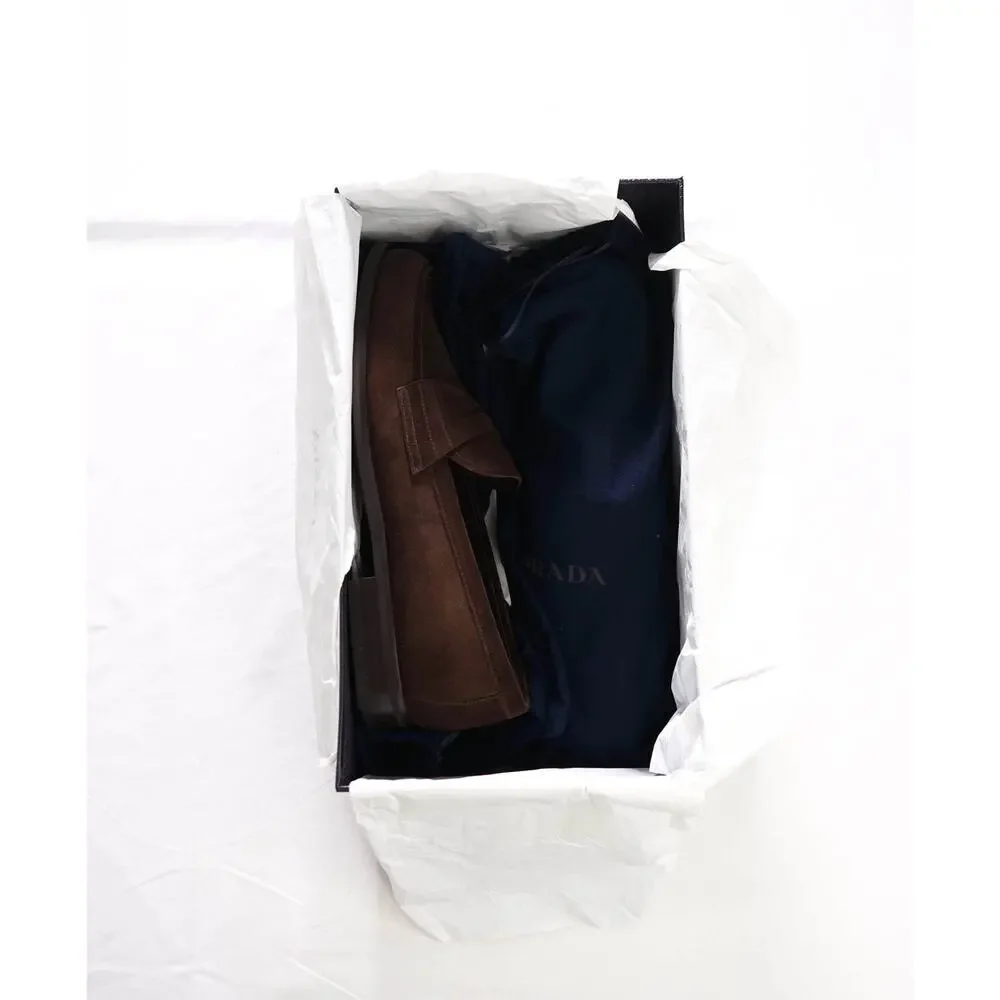$1,250 PRADA - Brown Suede Loafers - US 10.5 (9.5UK)